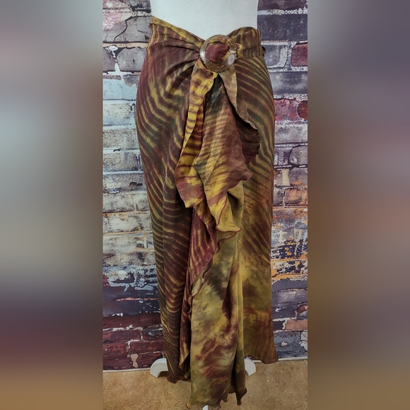 Creative Couture By Linda Tie Wrap Silk Skirt - Picture 1 of 7